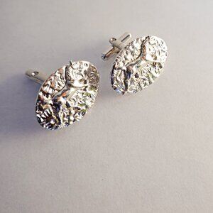 Silver Tone Horse  Cuff Links